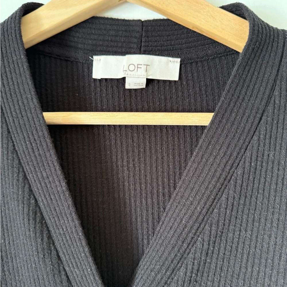 LOFT Black Ribbed Cardigan - Picture 2 of 7
